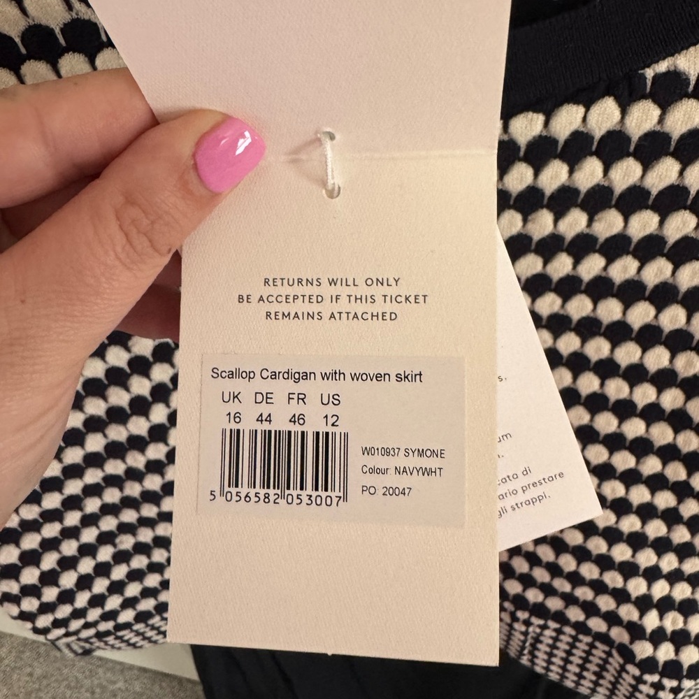 Seraphine Navy and White Midi Dress with Knit Cardigan NWT - Picture 3 of 4